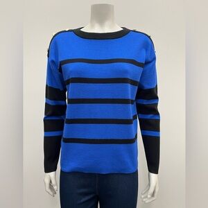 Blue and Black Striped Women's Sweater